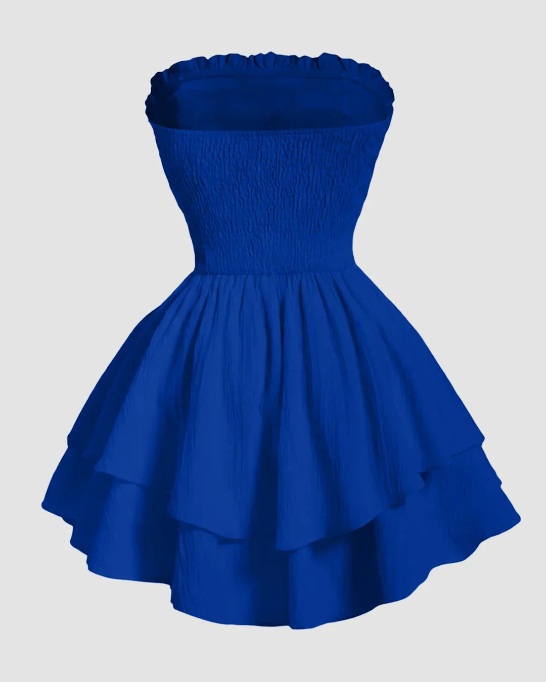 Solid Color Strapless Dress With Waist Belt in Brown
