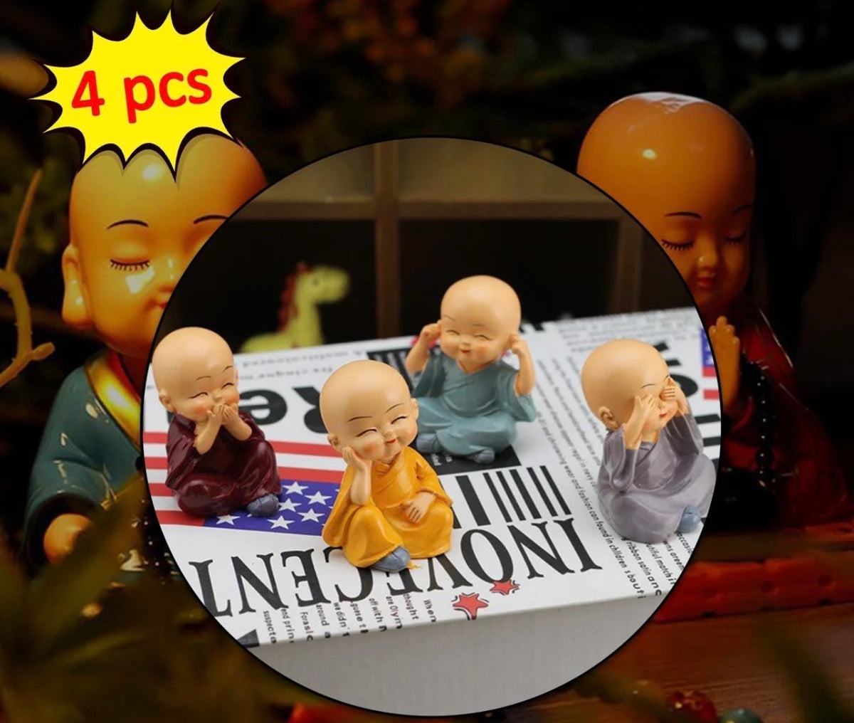 Baby Buddha Showpiece Set – 4 Pieces
