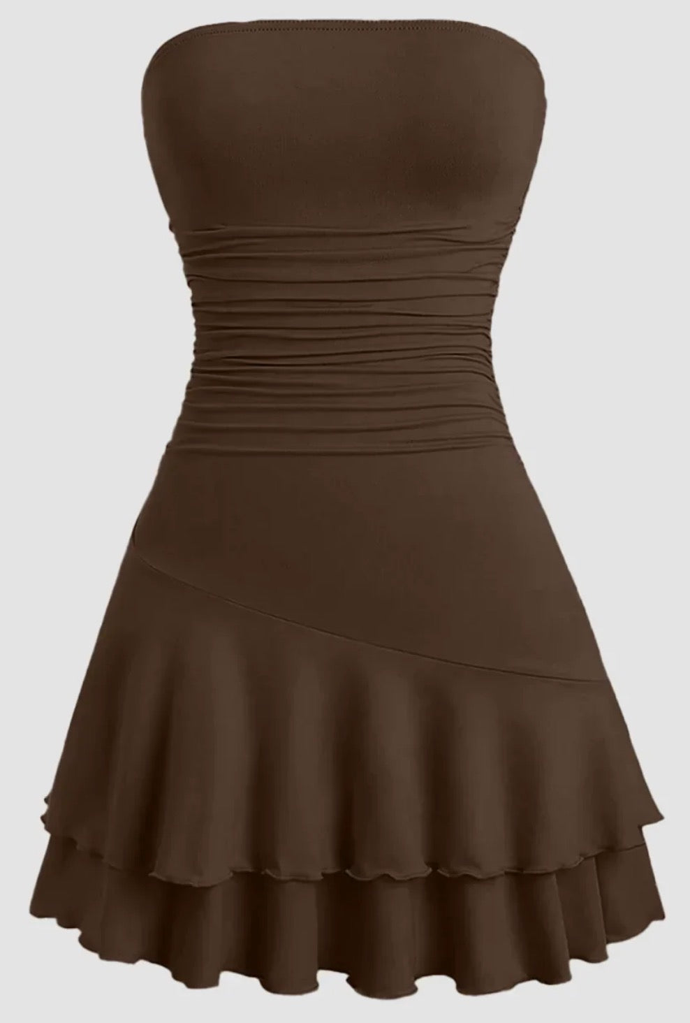 Vintage-Inspired Fit & Flare Mini Dress in Brown