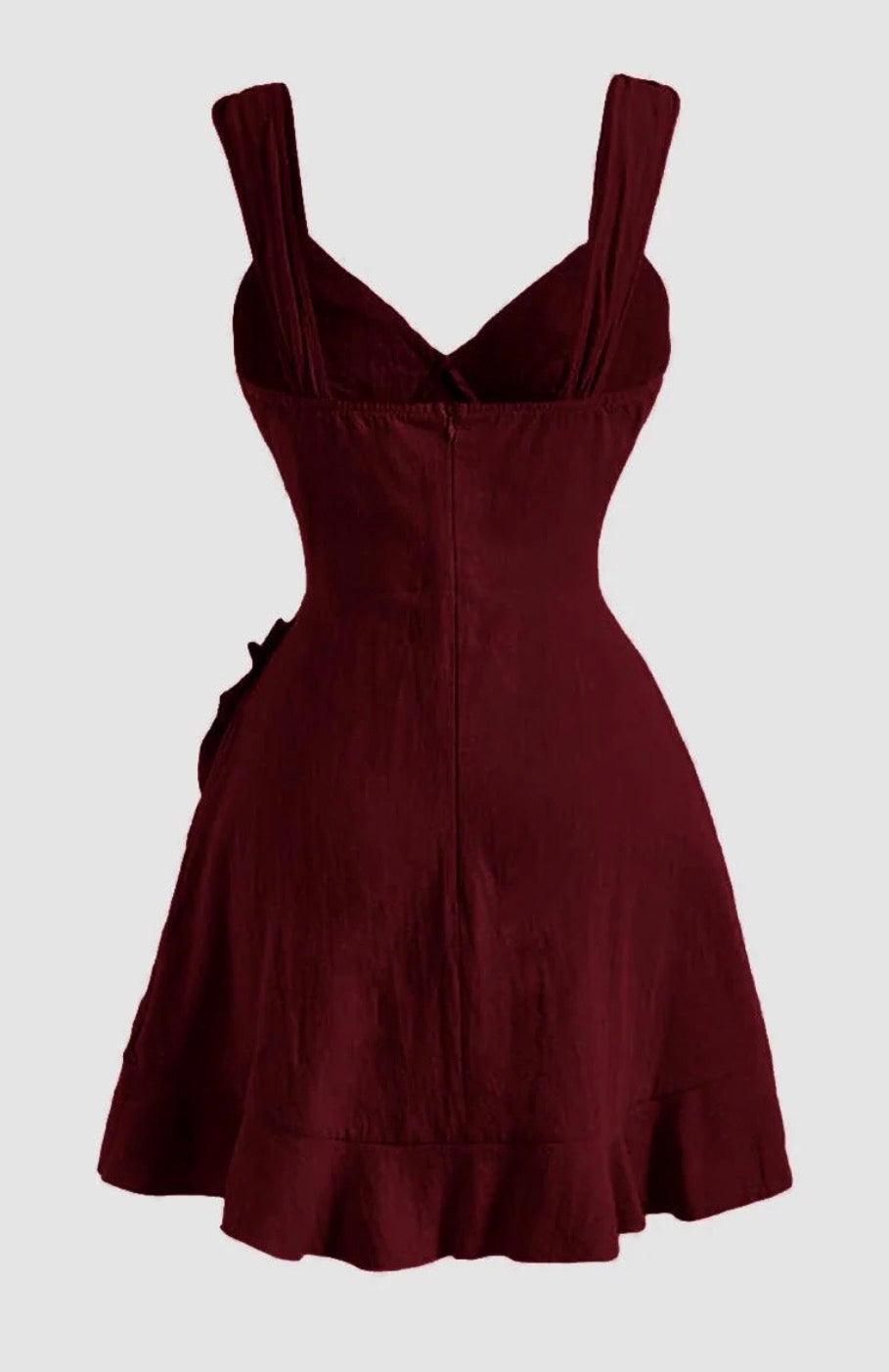 Elegant Wine-Red Fit & Flare Dress