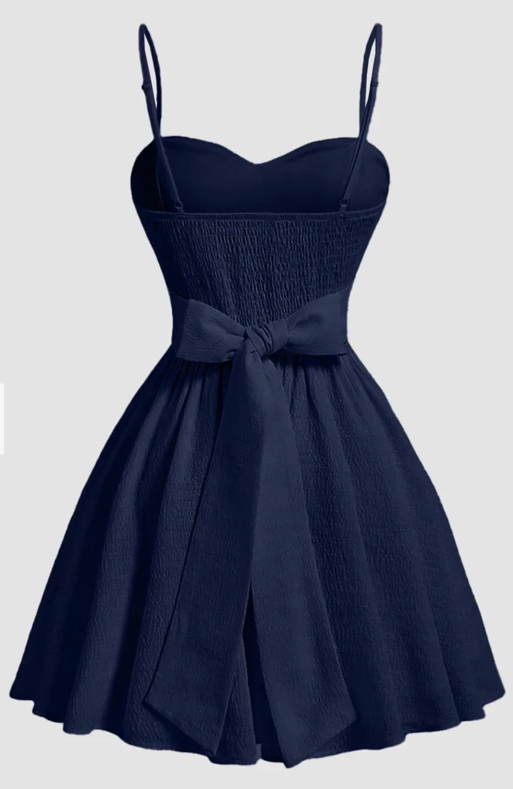 Women’s Navy Blue Smocked Fit & Flare Mini Dress