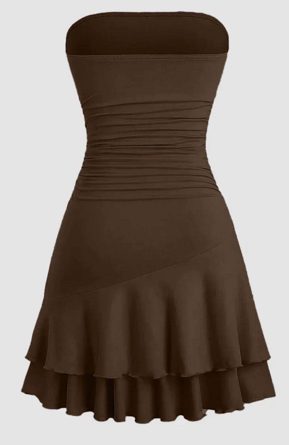 Vintage-Inspired Fit & Flare Mini Dress in Brown