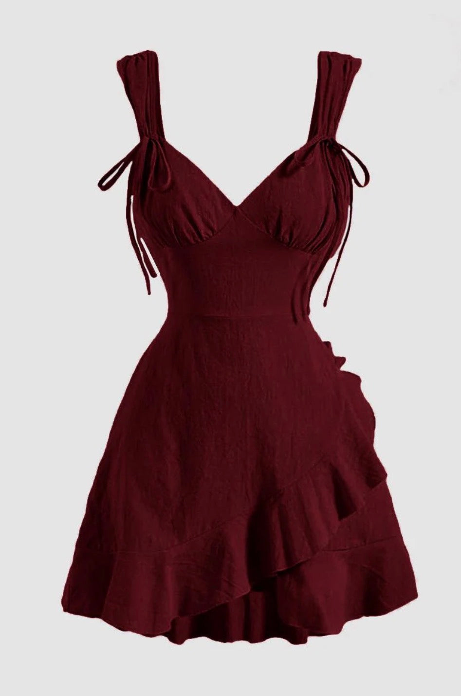 Elegant Wine-Red Fit & Flare Dress