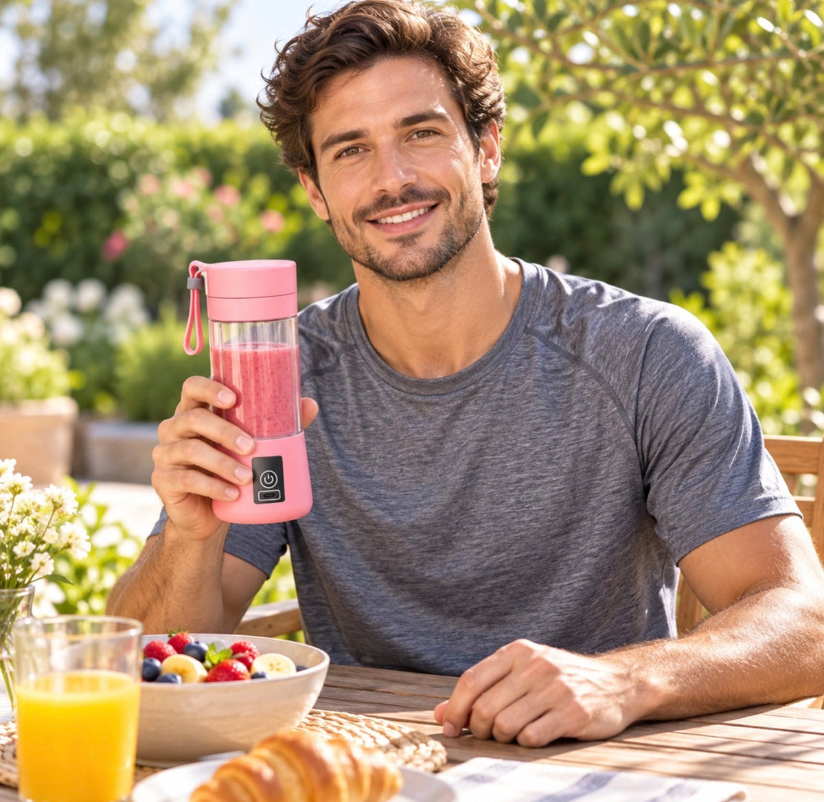 Portable USB Electric Juicer – 6-Blade Blender & Shaker