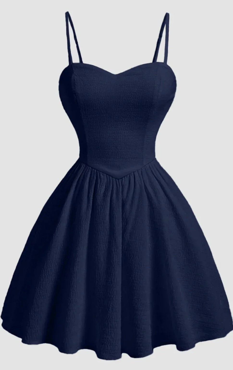 Women’s Navy Blue Smocked Fit & Flare Mini Dress