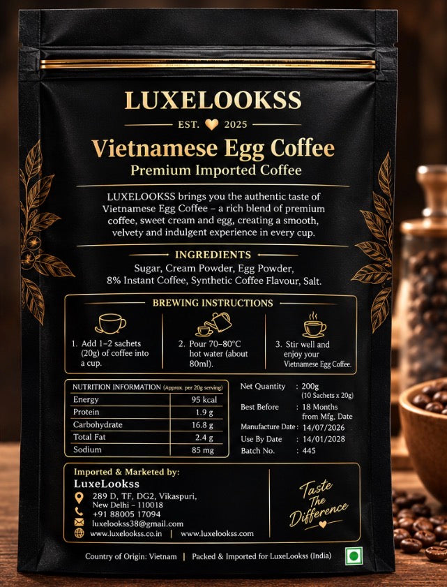 LuxeLookss Vietnamese Egg Coffee — Premium Imported Coffee