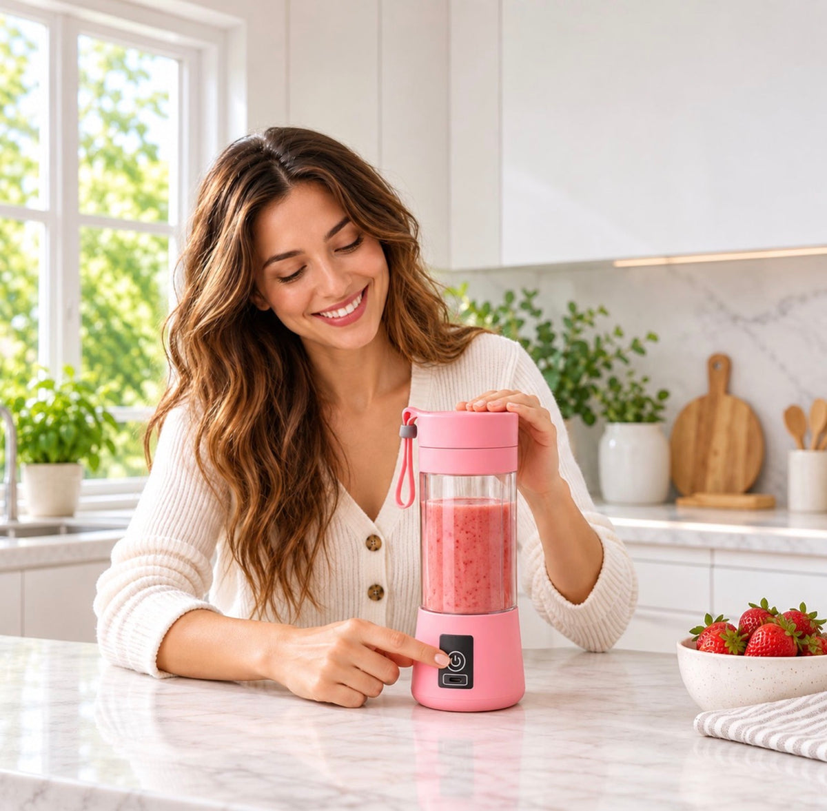 Portable USB Electric Juicer – 6-Blade Blender & Shaker