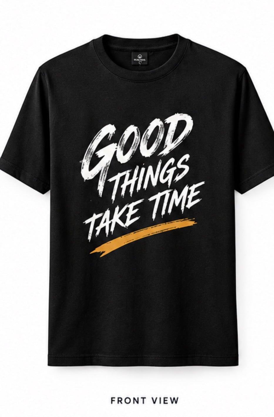 Good Things Take Time – Premium Black Graphic T-Shirt