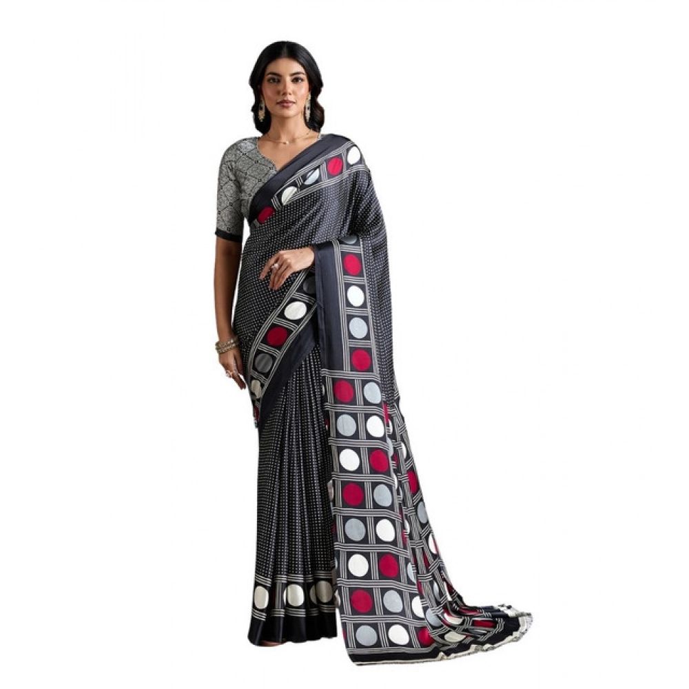 The "Urban Chic" Monochrome & Maroon Geometric Saree