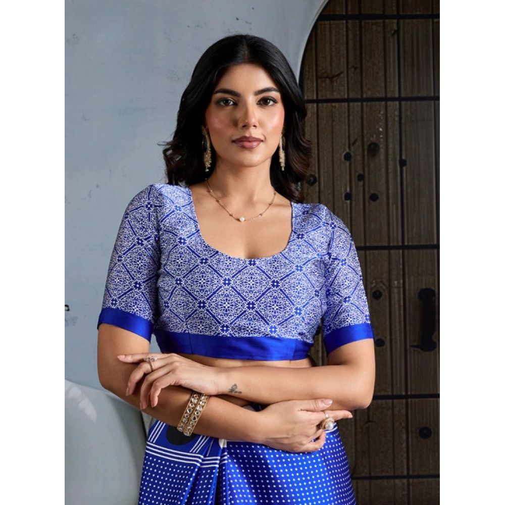 The Blue Ajrakh Saree Set