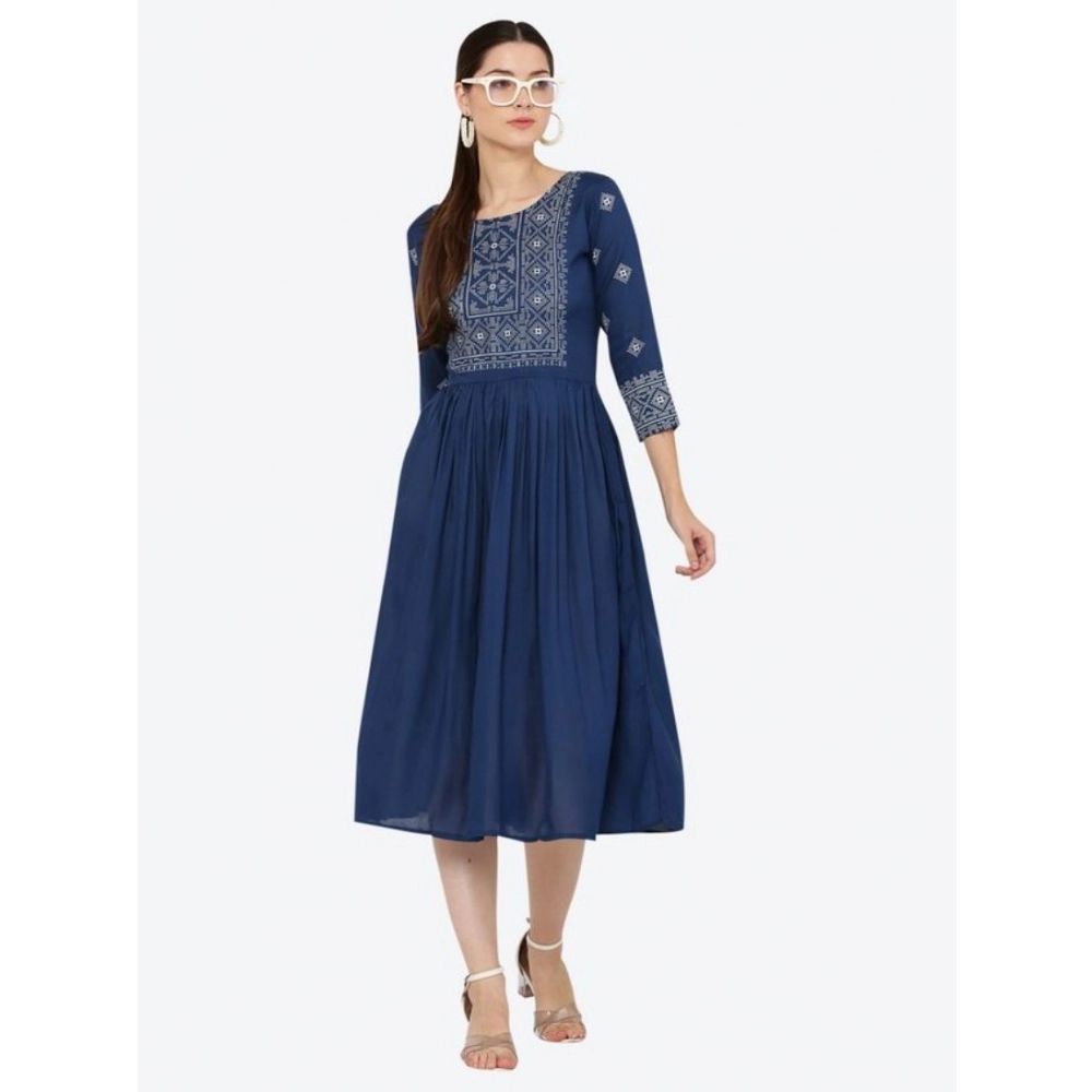 Navy Blue Embroidered Anarkali Ethnic Dress