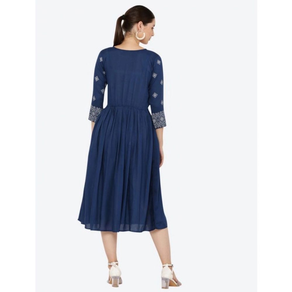 Navy Blue Embroidered Anarkali Ethnic Dress