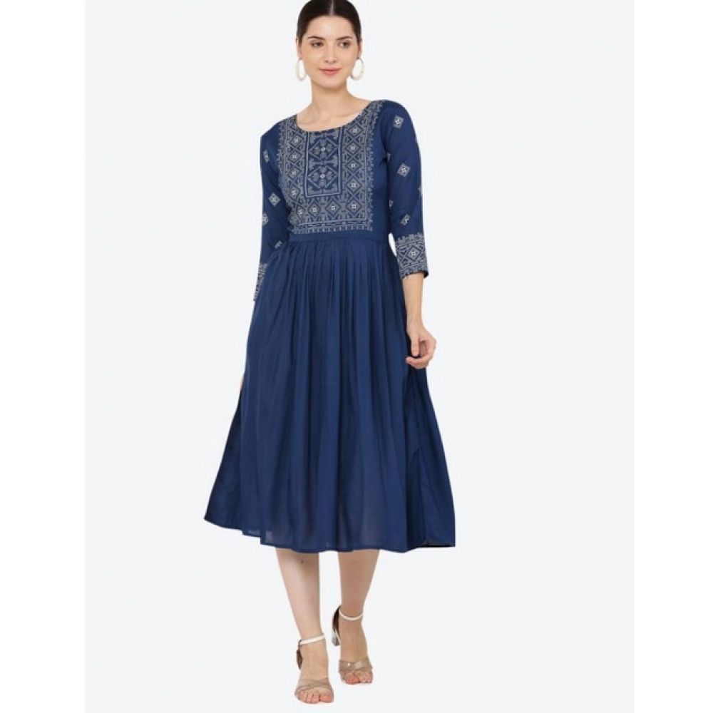 Navy Blue Embroidered Anarkali Ethnic Dress